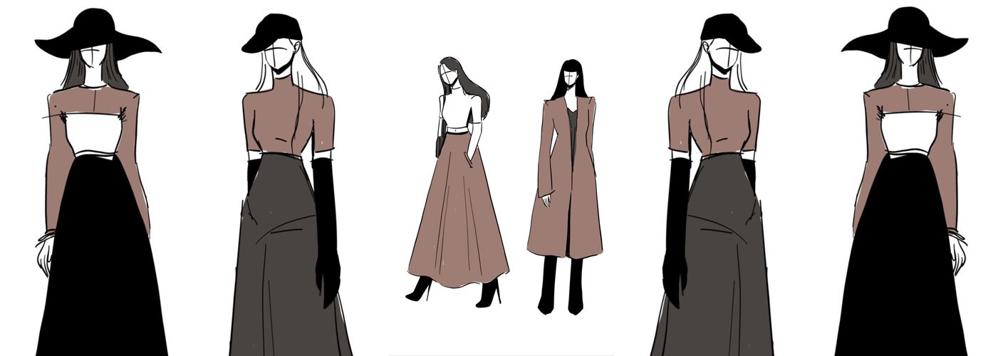 Fashion Articles Logo - 6 sketch woman figures